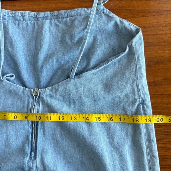 APC light Blue Denim Wide Leg Square Neck Tie Back Jumpsuit sz 42. XL - Picture 13 of 16
